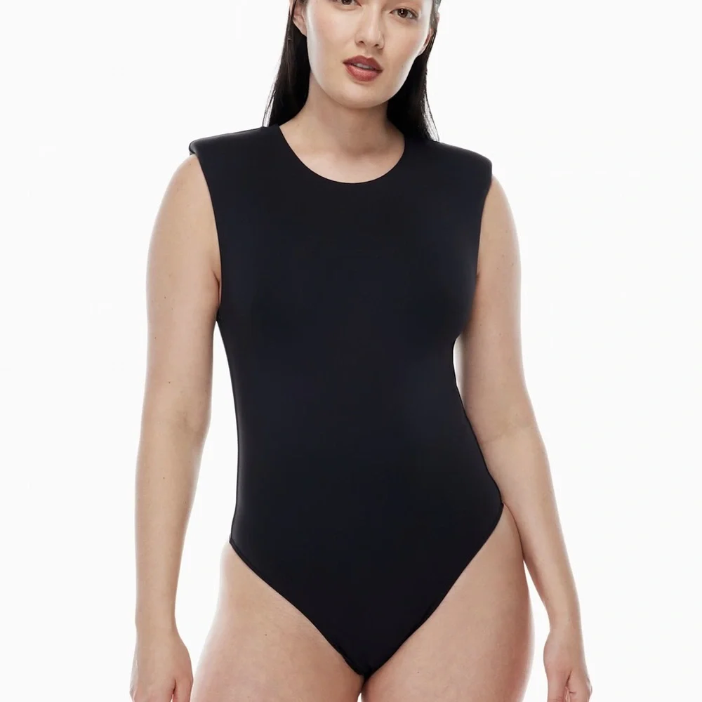 Babaton Sculpt Contour Shoulder Pad Bodysuit in Black Size XS - Picture 3 of 11